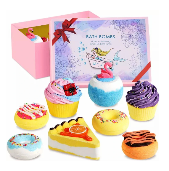 Conjuntos de presente de bomba de banho em formato de cupcake e donut personalizáveis ​​no atacado