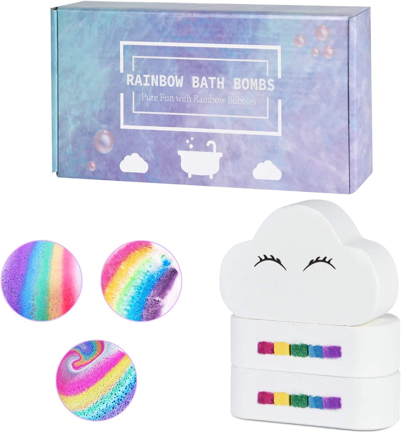 Bombas de banho personalizadas na cor arco-íris para crianças, meninas e mulheres no atacado